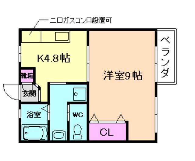 タウンコート(1DK/2階)の間取り写真