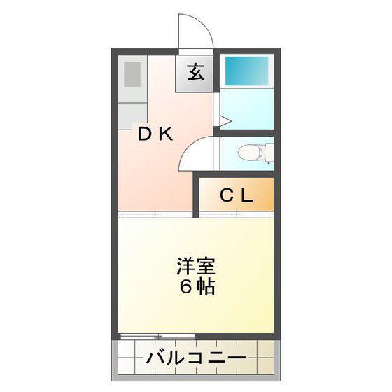 リソーハイツ(1K/2階)の間取り写真