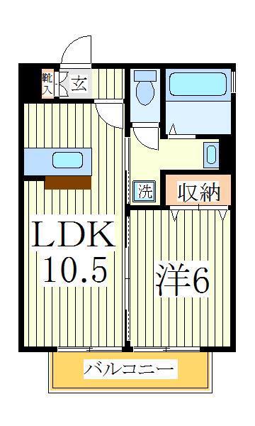 ヴァンテKODA(1LDK/1階)の間取り写真