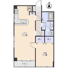 前橋中央ビル(1LDK/4階)の間取り写真