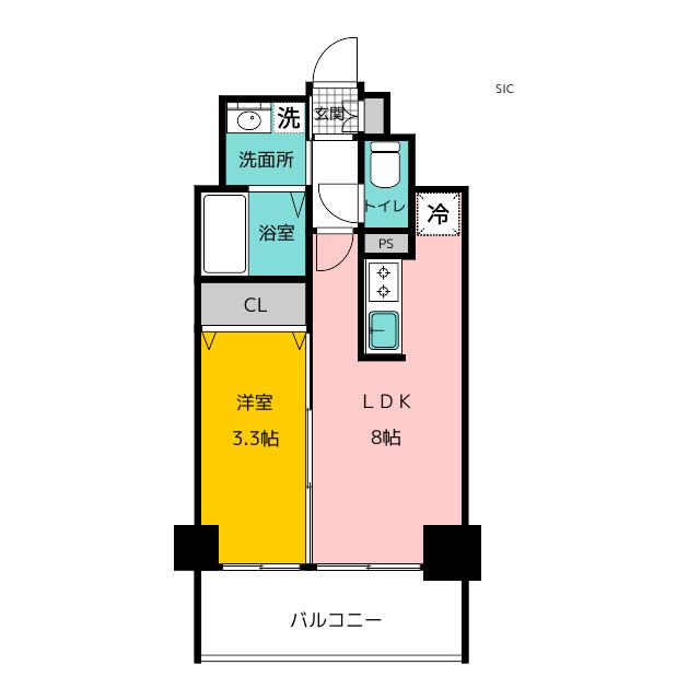 エンクレスト博多ハーモニー(1LDK/11階)の間取り写真