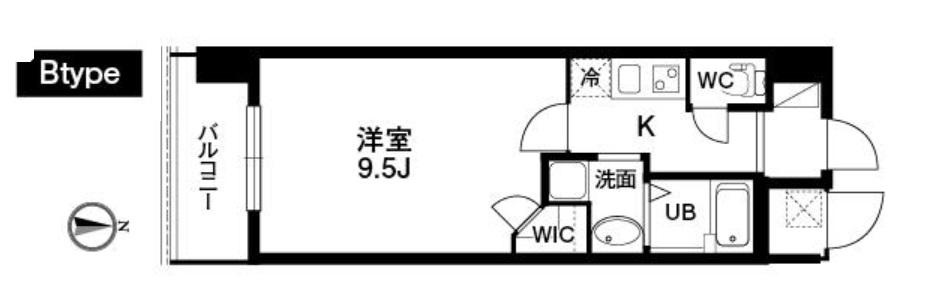 クラウンハイム北心斎橋フラワーコート(1K/13階)の間取り写真