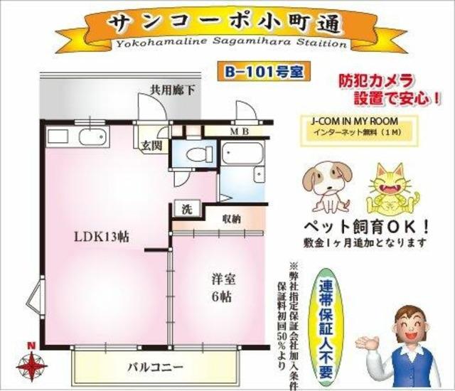サンコーポ小町通(1LDK/1階)の間取り写真