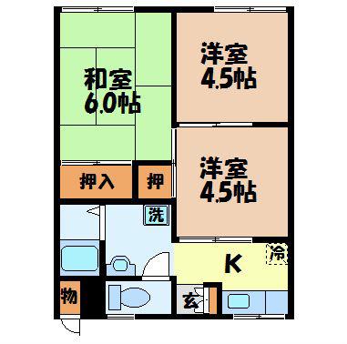 大川ハイツ(3K/1階)の間取り写真