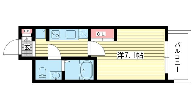 SERENITE三宮(1K/4階)の間取り写真