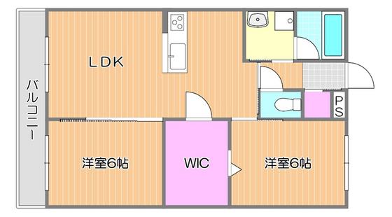 N・O桜と道(2LDK/4階)の間取り写真