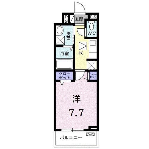 アンジュ ド ボヌール 香里園(1K/1階)の間取り写真