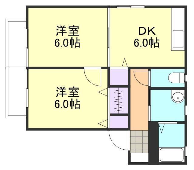 アンダルシアA棟(2DK/2階)の間取り写真