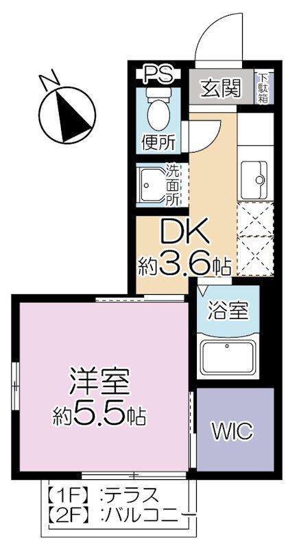 ヴェルドミールA(1K/2階)の間取り写真