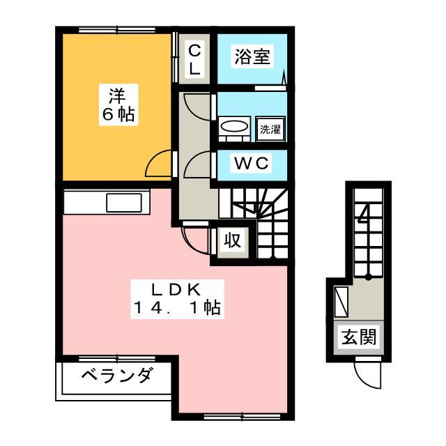 コンフォート ナナ(1LDK/2階)の間取り写真