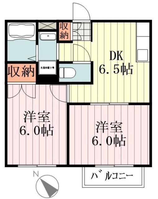 メゾンボヌールB棟(2DK/1階)の間取り写真