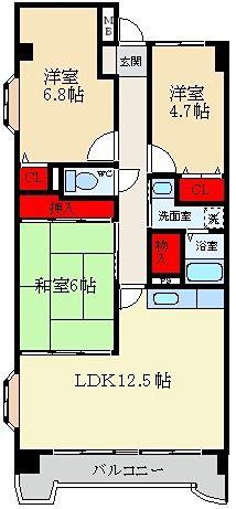 ミーテ・パラッツォ枚方公園(3LDK/1階)の間取り写真