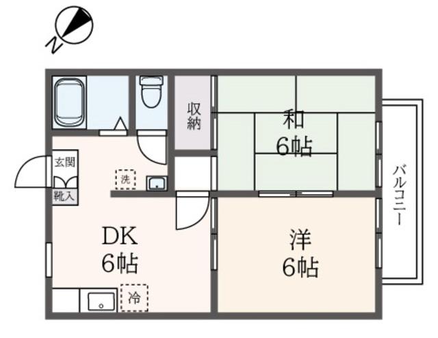 クレストM寺尾北(2DK/3階)の間取り写真
