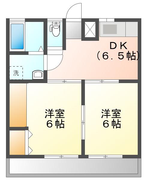 STRマンション(2DK/2階)の間取り写真