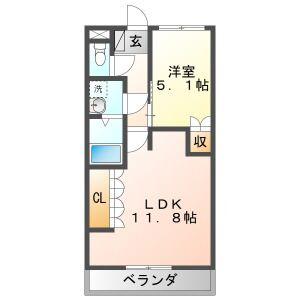 ハイム・ルミナス(1LDK/1階)の間取り写真