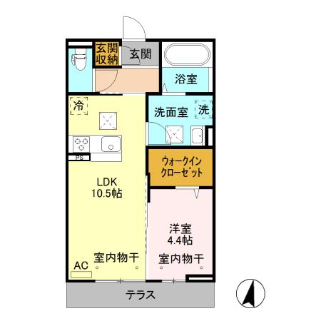 レフィナードA(1LDK/3階)の間取り写真