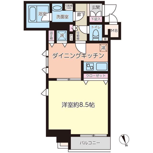 パレステュディオ浜松町(1DK/4階)の間取り写真