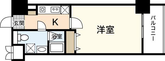 アクアシティ舟入中町(1K/4階)の間取り写真
