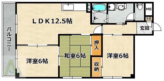 クレストコート(3LDK/1階)の間取り写真