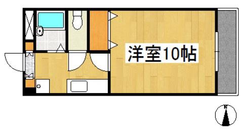 ジュネス沖新(1K/4階)の間取り写真
