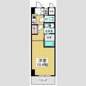 サウス名駅(1K/4階)の間取り写真