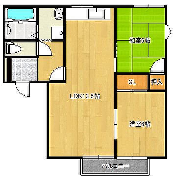 フレグランス南町(2LDK/2階)の間取り写真