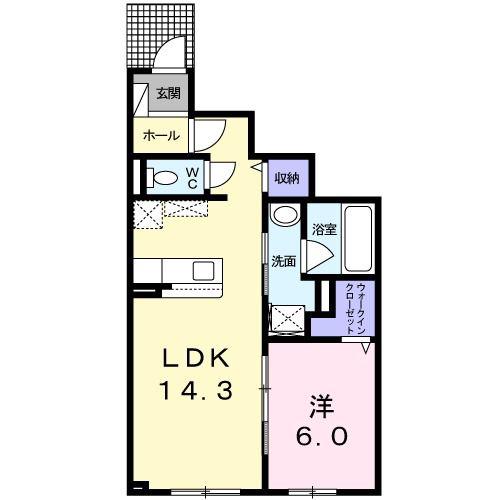 フラワーマンション中央図書館前(1LDK/1階)の間取り写真