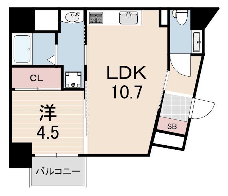 アバンドール甲子園口(1LDK/3階)の間取り写真