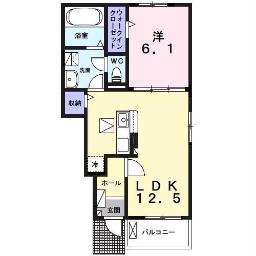 イヤサカ(1LDK/1階)の間取り写真