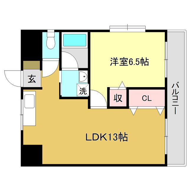 コーポ舟入川(1LDK/2階)の間取り写真