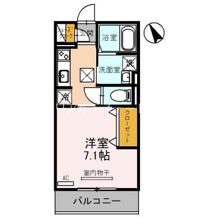 チェリーブロッサム勝部(1K/3階)の間取り写真