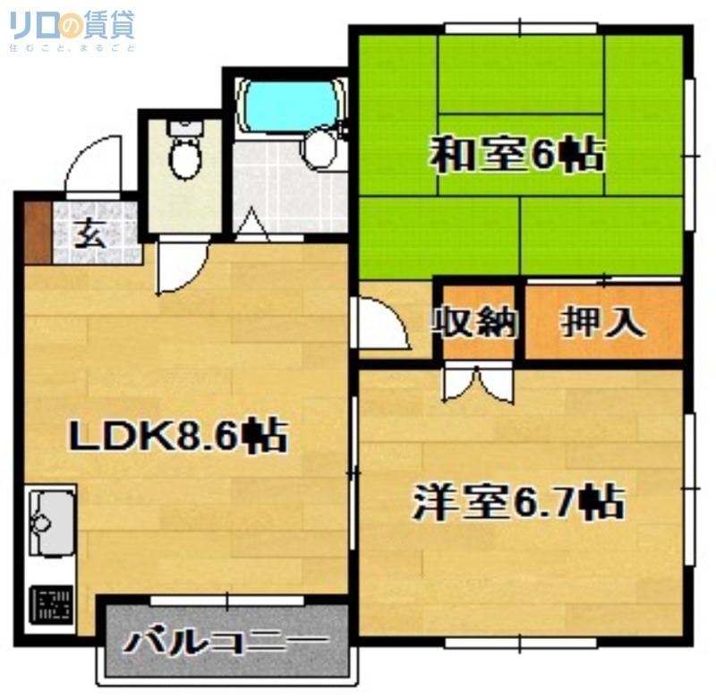 ウエストハイツ(2LDK/4階)の間取り写真