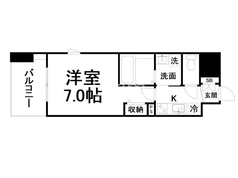 アスヴェル京都太秦(1K/7階)の間取り写真