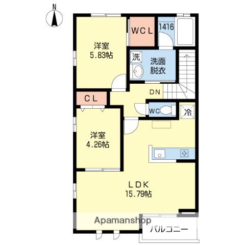 プリーマ今宿III(2LDK/2階)の間取り写真