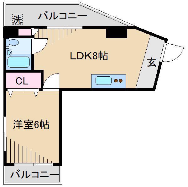 パールメゾン朝日(1LDK/2階)の間取り写真