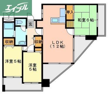 ふぁみーゆ旭川(3LDK/7階)の間取り写真