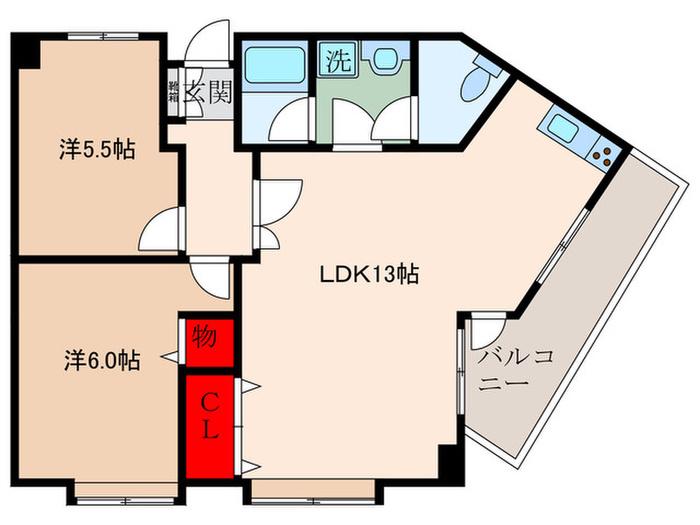 ハイツサンロイヤル(2LDK/4階)の間取り写真