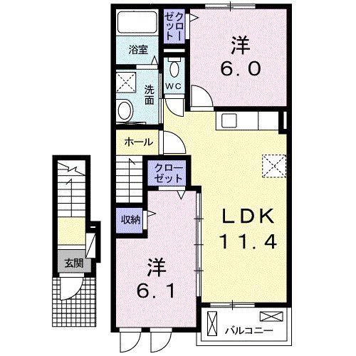 ラ・メゾン・ミニョン II(2LDK/2階)の間取り写真