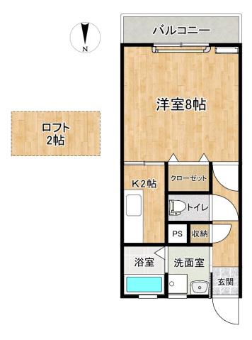 グランドーレ早岐(1K/1階)の間取り写真