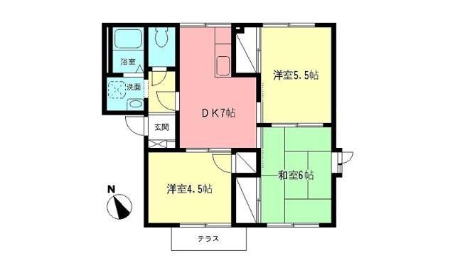 アンバービレッジE(3DK/1階)の間取り写真