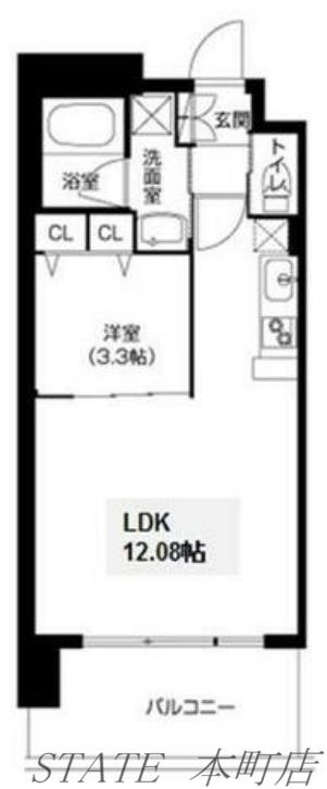 アーバネックス西長堀(1LDK/9階)の間取り写真