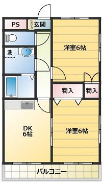 相川マンション(2DK/1階)の間取り写真