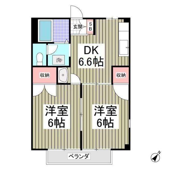 グリーンハイツA(2DK/1階)の間取り写真