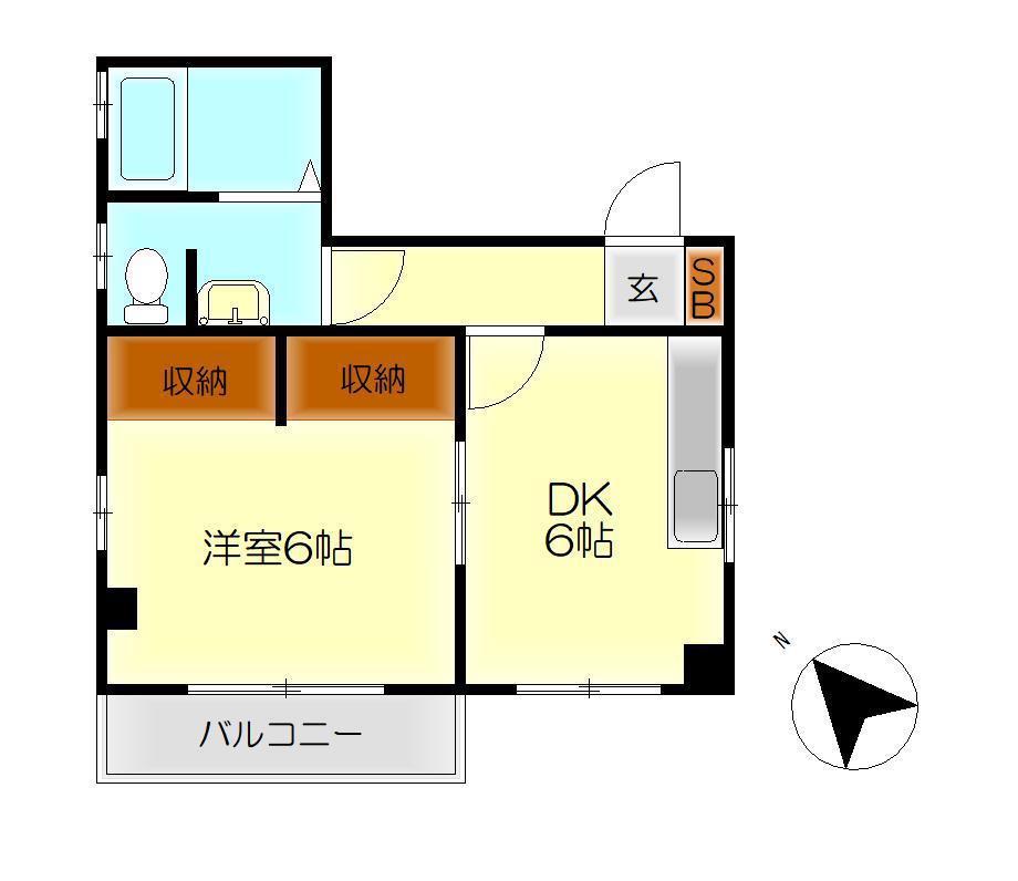 末田ビル(1DK/5階)の間取り写真
