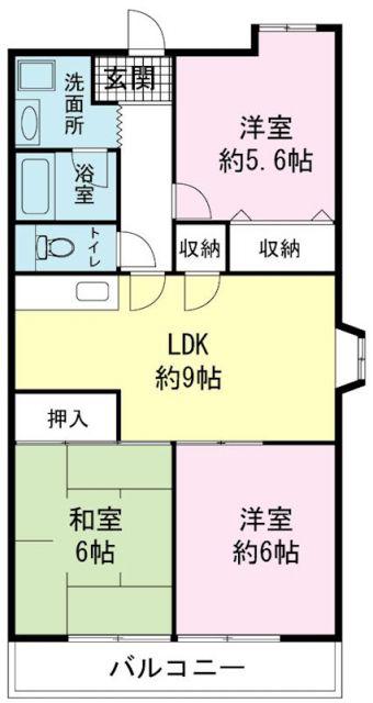 セゾンMT B(3LDK/3階)の間取り写真