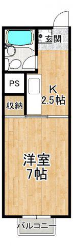 メゾンヤマモト(1K/2階)の間取り写真