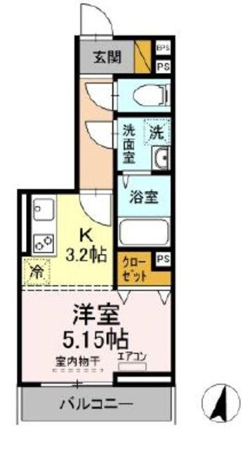 KLEIN KIRSCHE (1K/3階)の間取り写真