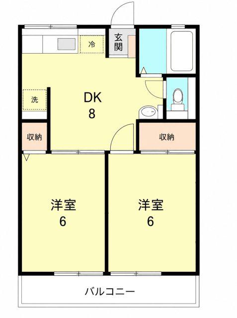 アルファ門戸(2DK/2階)の間取り写真