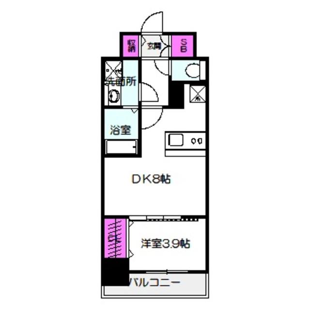 RPレジデンス都島(1DK/2階)の間取り写真