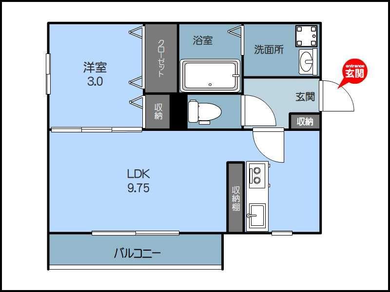 D-ROOMSUMON弁天橋I(1LDK/3階)の間取り写真